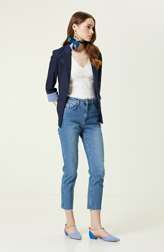 Ekru Askılı V Yaka Triko Atlet