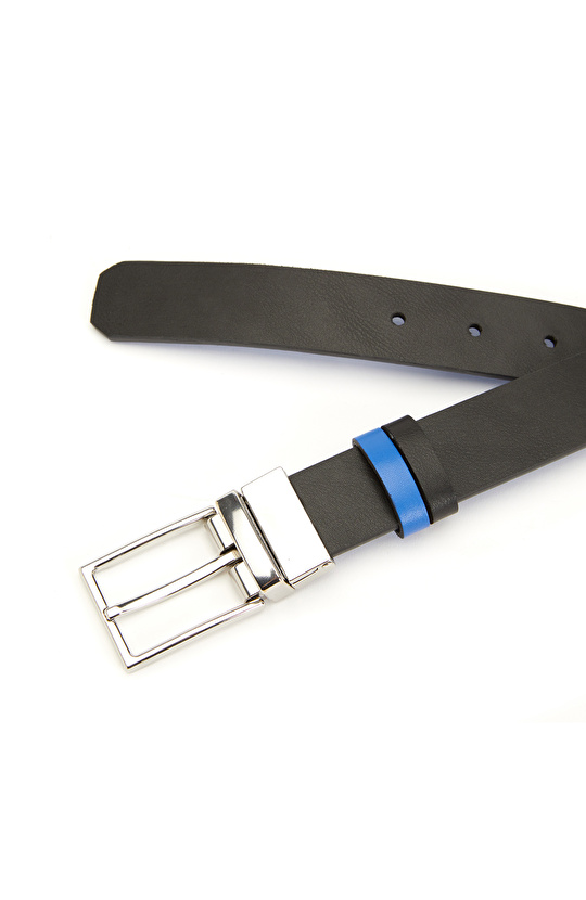 Siyah Mavi Erkek Deri Kemer