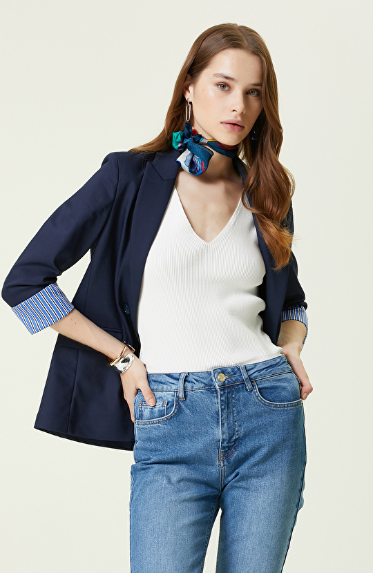 Lacivert Truvakar Kol Ceket