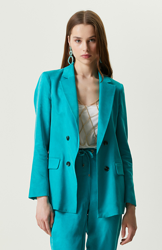Ördek Başı Yeşil Dokuma Blazer Ceket