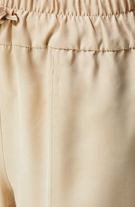 Bej Yüksek Bel Dar Paça Pantolon