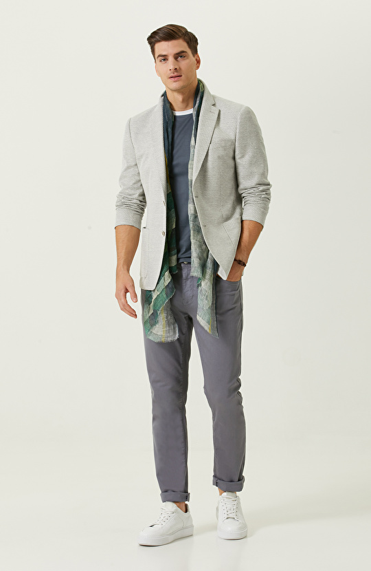 Gri Düz Paça Casual Pantolon