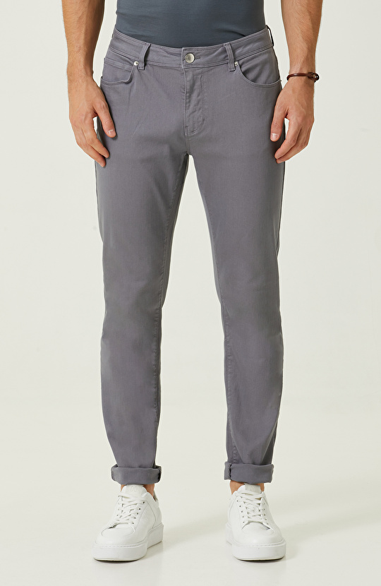 Gri Düz Paça Casual Pantolon