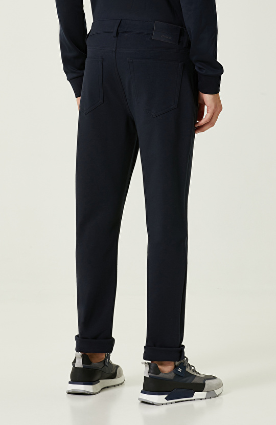 Lacivert Yan Cepli Casual Pantolon