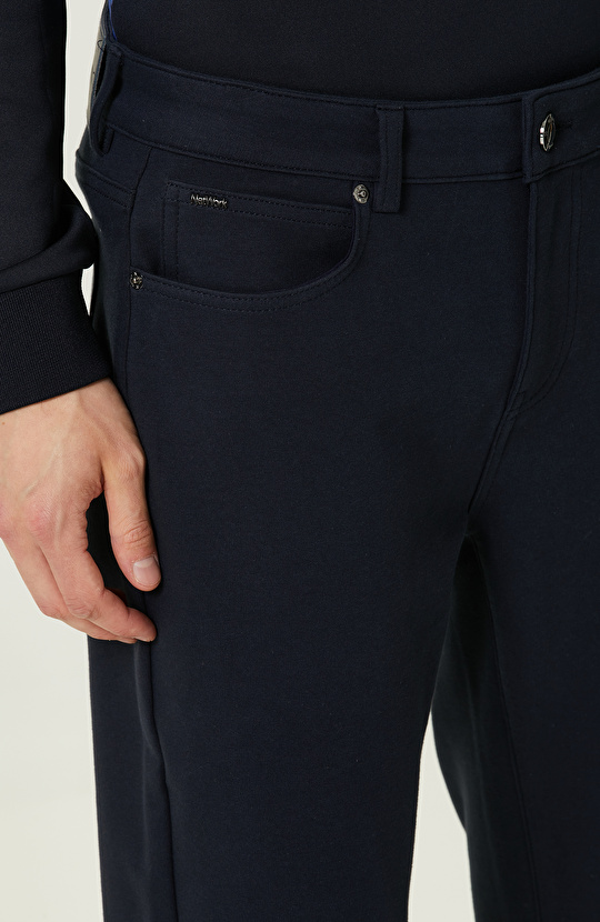 Lacivert Yan Cepli Casual Pantolon