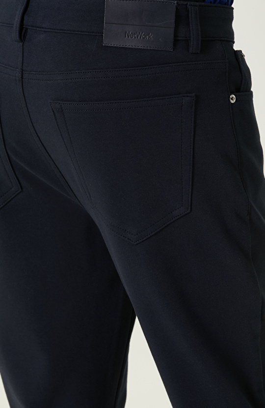 Lacivert Yan Cepli Casual Pantolon