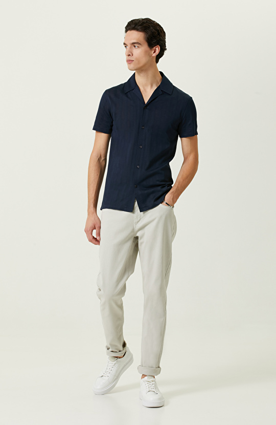 Lacivert Çizgili Gömlek