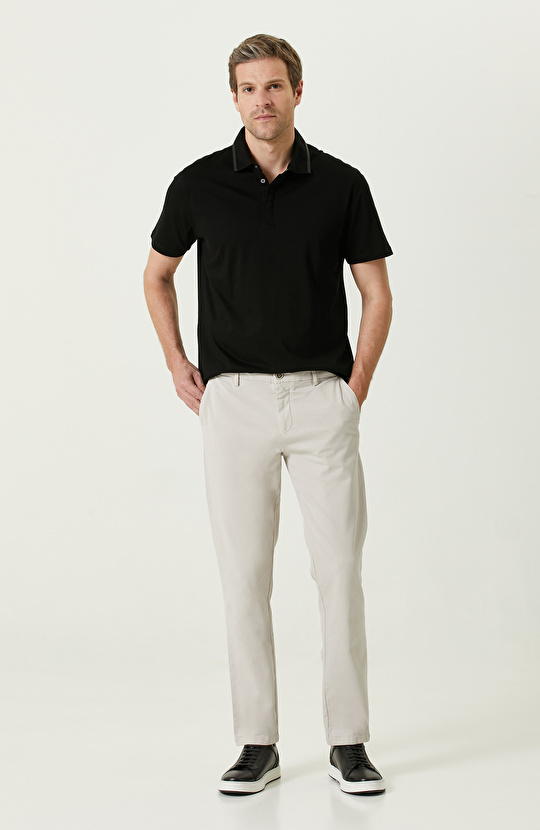 Siyah Penye Polo Yaka Kısa Kollu T-Shirt