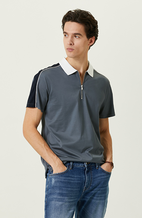 Gri Polo Yaka T-Shirt