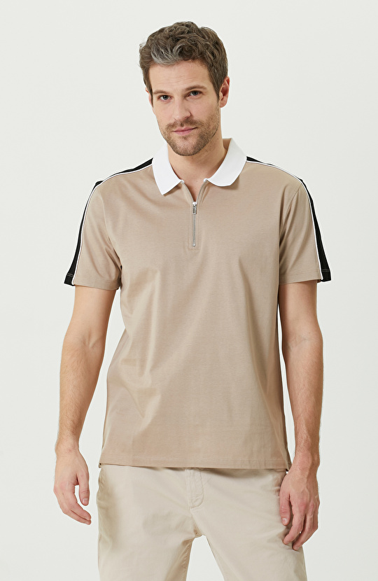 Vizon Polo Yaka Fermuarlı T-Shirt