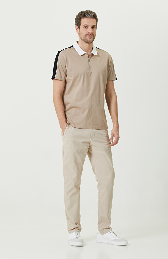 Vizon Polo Yaka Fermuarlı T-Shirt