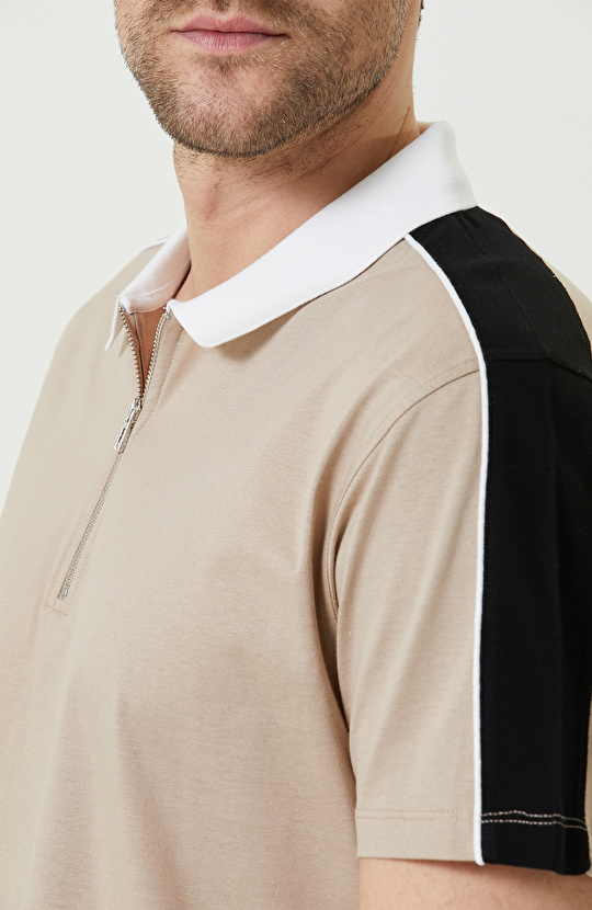 Vizon Polo Yaka Fermuarlı T-Shirt