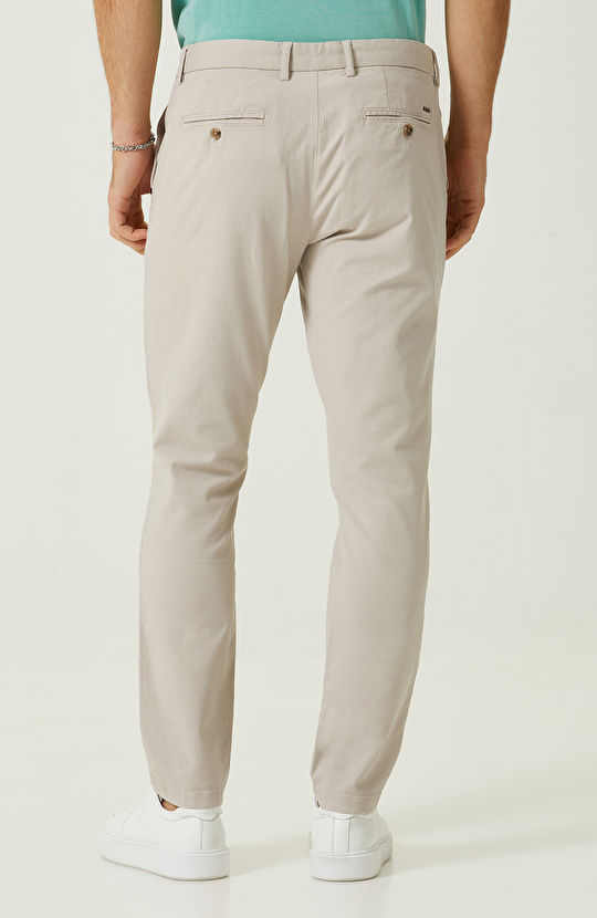 Bej Düz Paça Casual Pantolon
