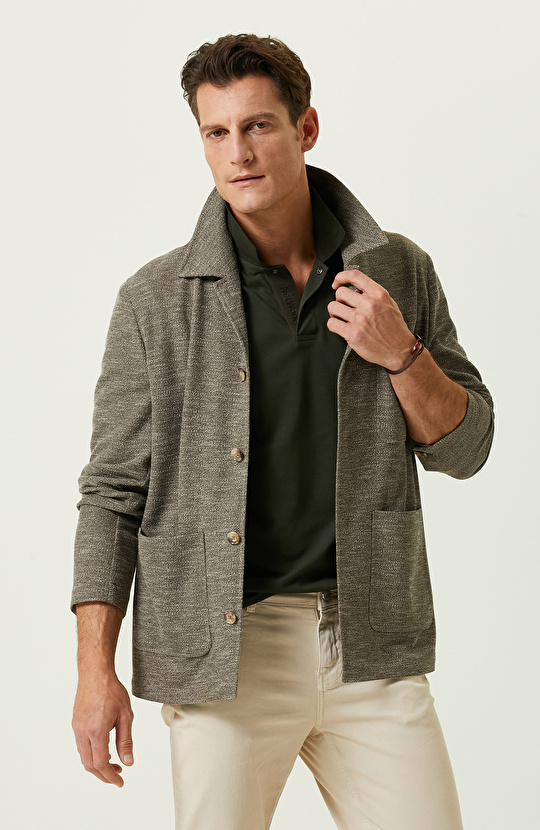 Camel Jakarlı Blazer Ceket