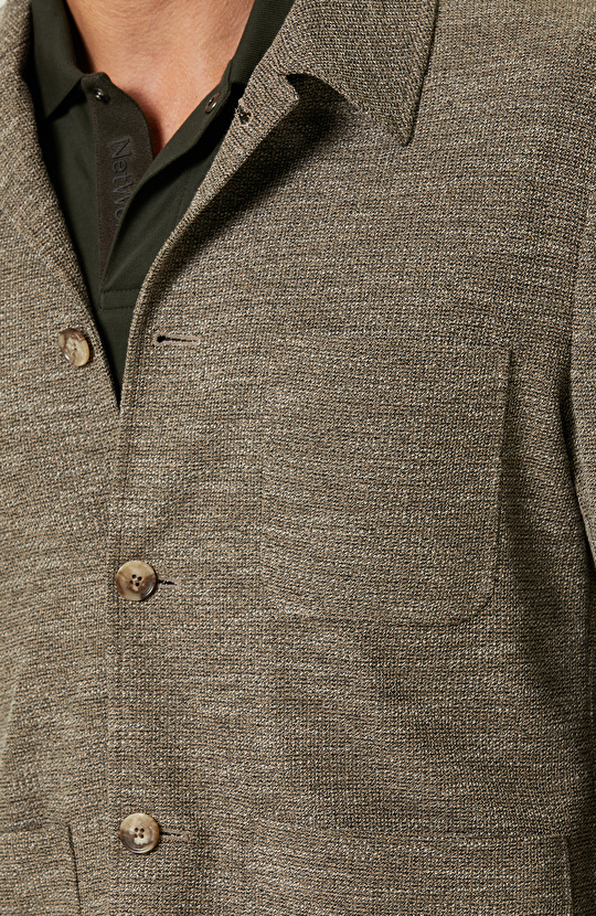 Camel Jakarlı Blazer Ceket