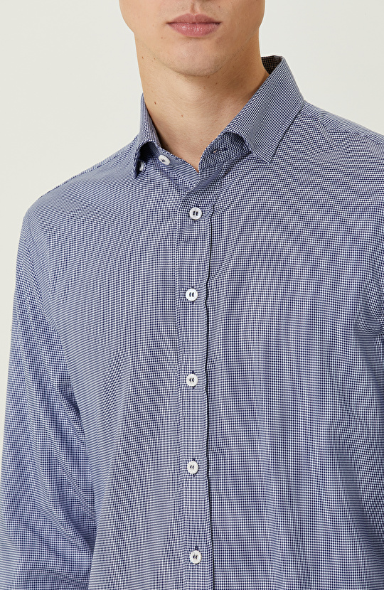 Non-Iron Mavi Beyaz Gömlek