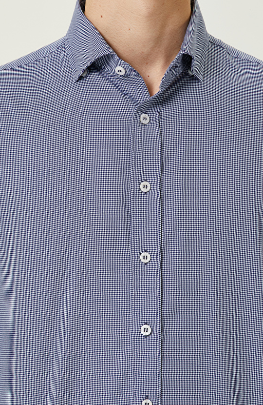 Non-Iron Mavi Beyaz Gömlek