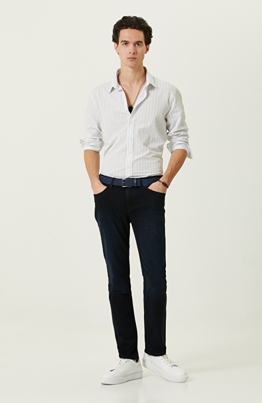 Beyaz Mavi Çizgili Gömlek