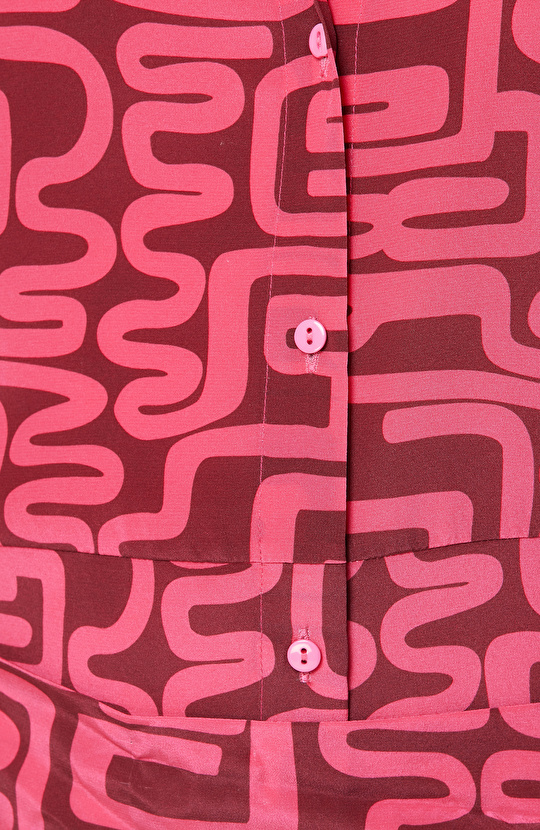 Limited Bordo Uzun Kollu İpek Mini Elbise