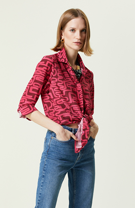 Limited Bordo Uzun Kollu İpek Gömlek