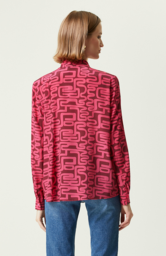 Limited Bordo Uzun Kollu İpek Gömlek