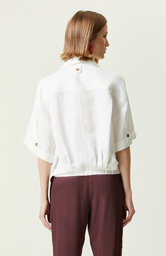 Ekru Kısa Kollu Gömlek