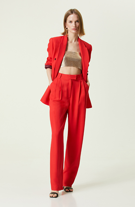 Nar Çiçeği Bol Paça Pantolon