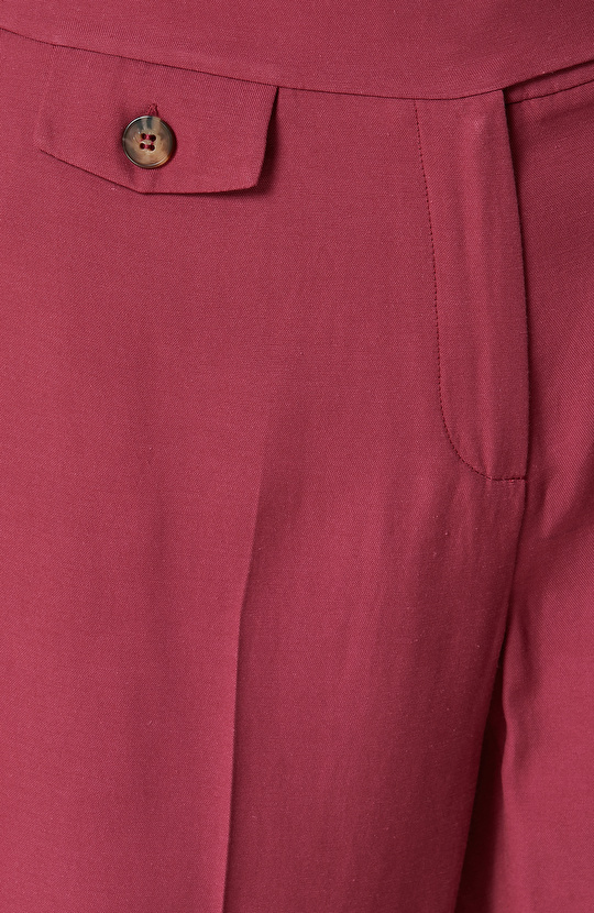 Vişne Rengi Yüksek Bel Dar Paça Pantolon