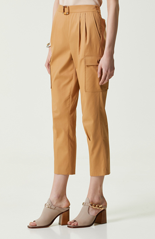 Camel Yüksek Bel Kargo Cep Pantolon
