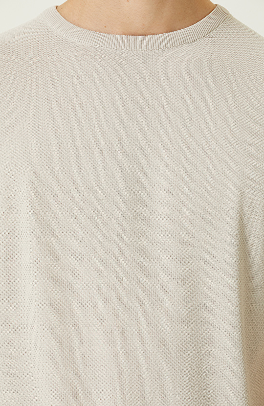 Taş Rengi Kısa Kollu Triko Kazak