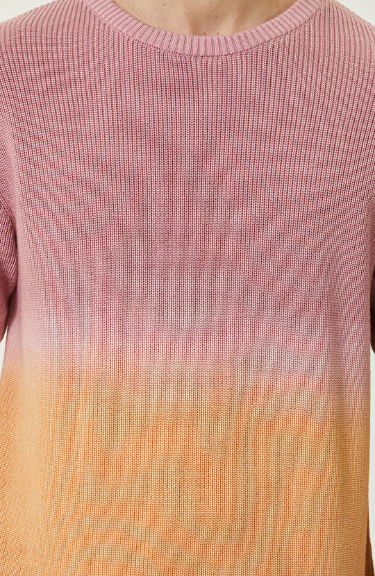 Renkli Bisiklet Yaka Kısa Kollu Triko Kazak