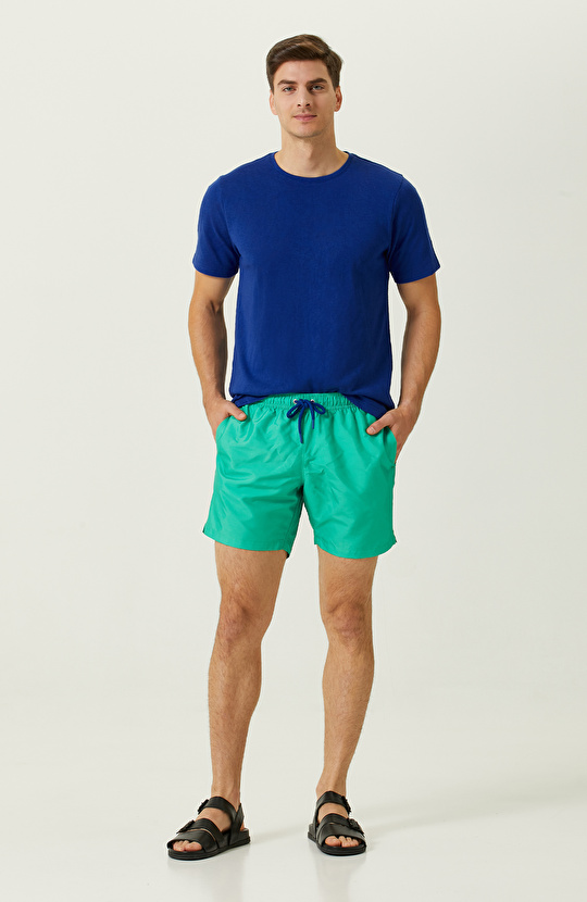 Yeşil Bağcıklı Şort Mayo