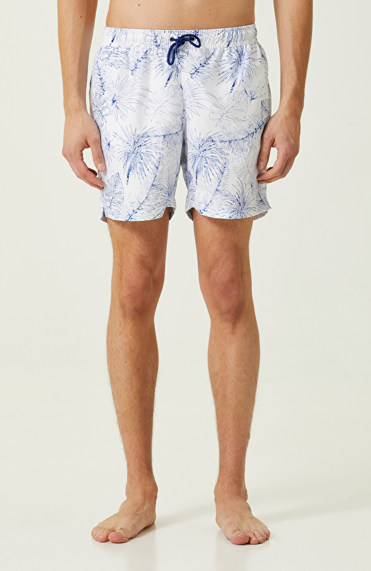 Lacivert-Ekru Şort Mayo