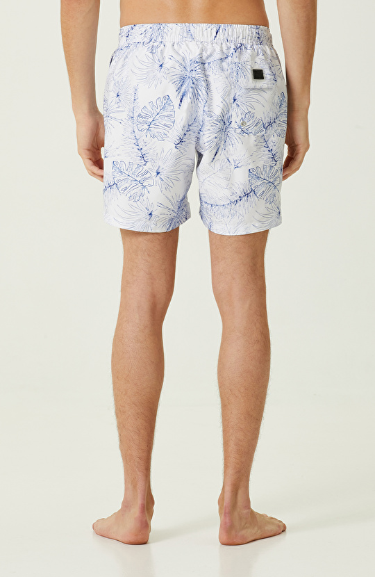 Lacivert-Ekru Şort Mayo