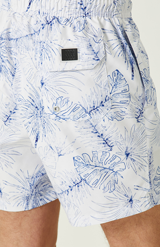 Lacivert-Ekru Şort Mayo