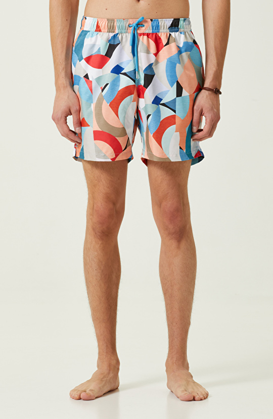 Kırmızı-Navy Mavi Şort Mayo