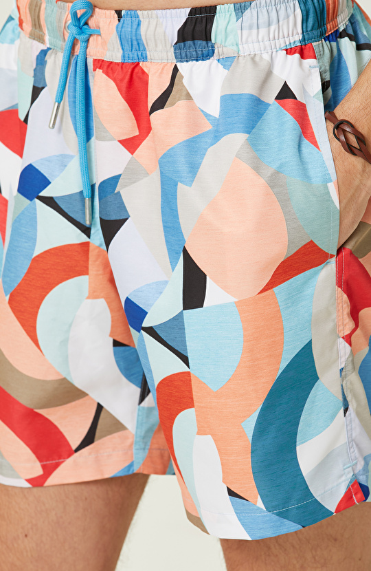 Kırmızı-Navy Mavi Şort Mayo