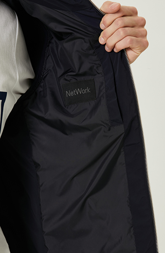 Lacivert Dik Yaka Mont