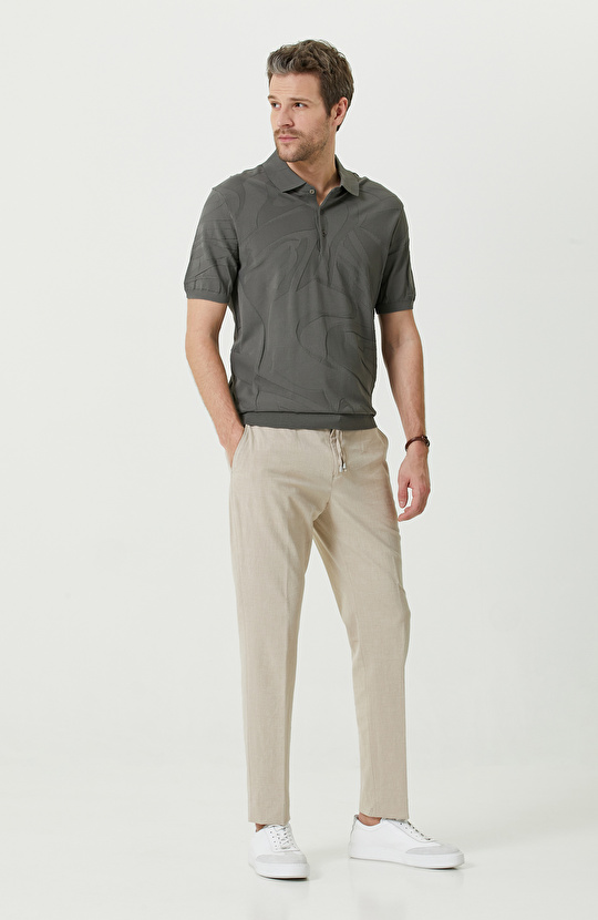 N-Tech Haki Polo Yaka Jakarlı Triko