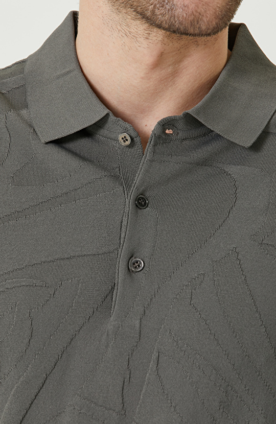 N-Tech Haki Polo Yaka Jakarlı Triko