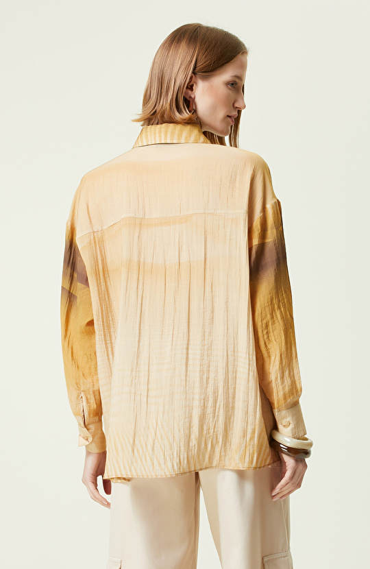 Camel Desenli Uzun Kollu Gömlek