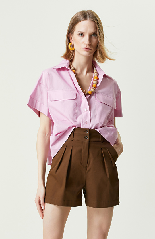 Pembe Kısa Kollu Gömlek