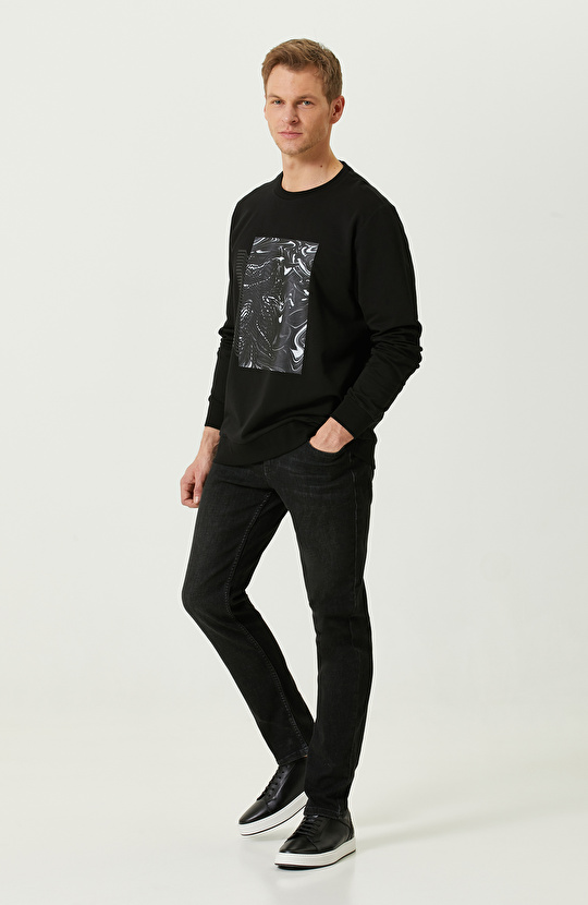 N-Tech Siyah Bisiklet Yaka Sweatshirt