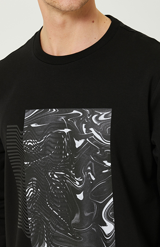 N-Tech Siyah Bisiklet Yaka Sweatshirt