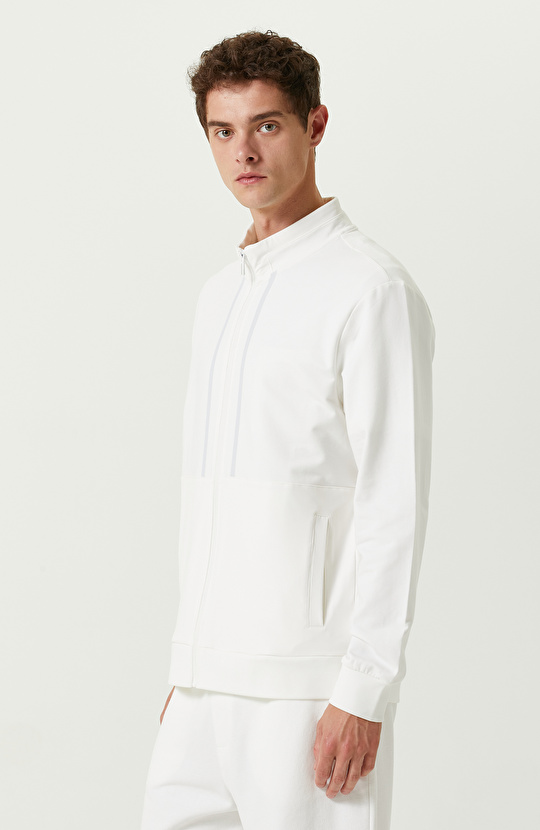 N-Tech Fermuar Detaylı Ekru Sweatshirt