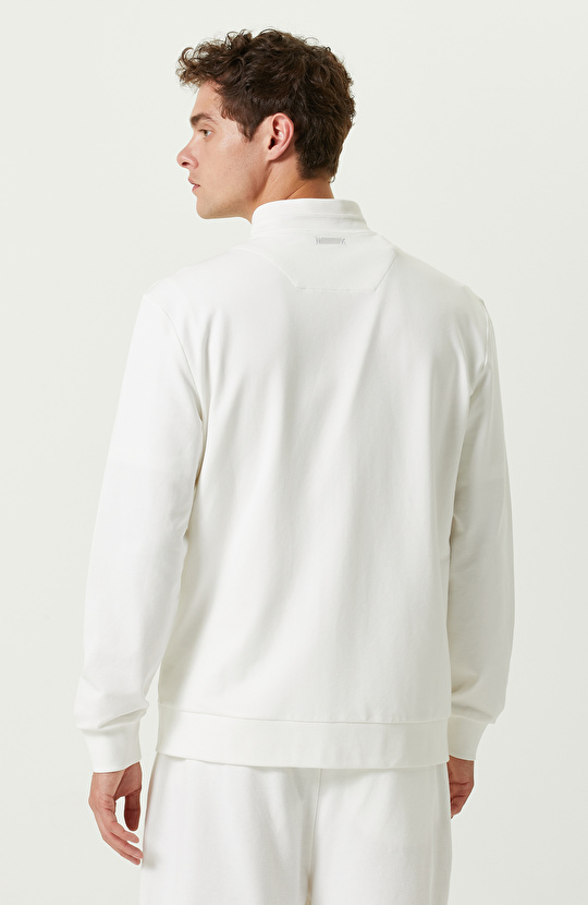 N-Tech Fermuar Detaylı Ekru Sweatshirt