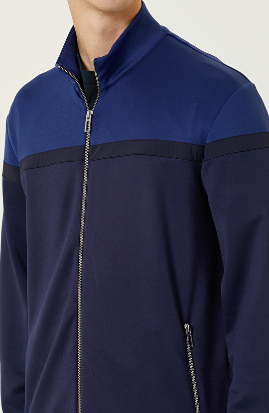 N-Tech Lacivert Saks Mavisi Dik Yaka Sweatshirt