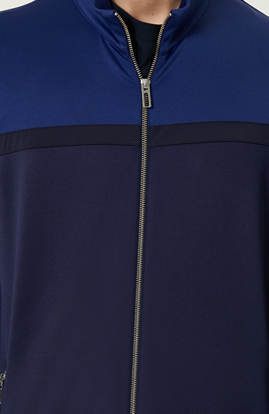 N-Tech Lacivert Saks Mavisi Dik Yaka Sweatshirt