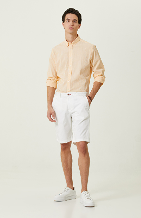 Beyaz Duble Paça Şort