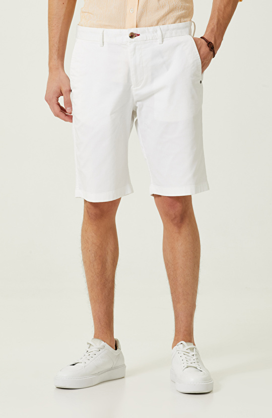 Beyaz Duble Paça Şort